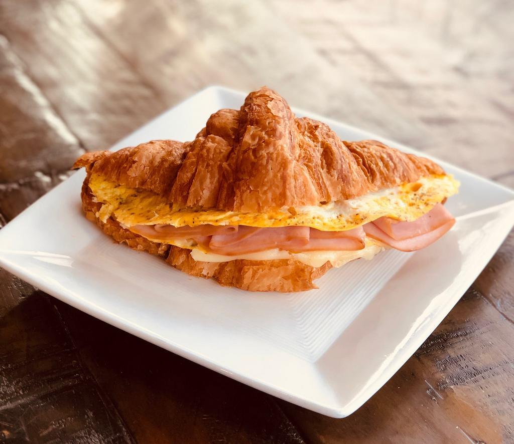 Ham, Egg and Cheese on Croissant · The Traditional Ham, Egg, and Cheese on Croissant.
