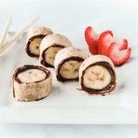 Nutella roll · Nutella roll in a crepe with fresh strawberries and banana