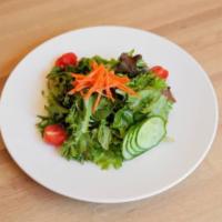 Insalata Verde · Fresh mixed green salad, carrots, cherry tomatoes, cucumbers and balsamic vinaigrette.
