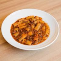 Rigatoni alla Bolognese · Homemade meat sauce with beef, veal or pork.