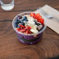 Acai Bowl · Acai, banana, blueberry, pineapple and oat milk topped with granola and fresh fruit, toasted...