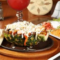 Pineapple Fajitas · Your choice of grilled chicken, steak, or pastor with red and yellow peppers, onions, tomato...