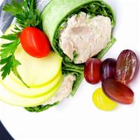 Chicken Salad with Grapes, Apples, Cranberries Spinach Wrap · 