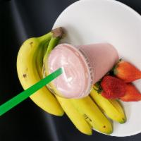 Strawbanaberry Classic Smoothie 16 Oz · Strawberries, banana, non-fat frozen yogurt, and apple juice.