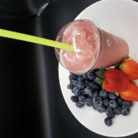 Berry Bliss Classic Smoothie 16 Oz · Blueberries, banana, raspberry sherbet, non-fat frozen yogurt, and apple juice.