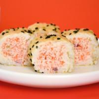 Crab Mix Roll · Krab mix with red onions, rolled on soy paper with sesame seeds