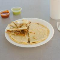 Al Pastor Mulitas · 2 Hand Made Tortillas With Melted Cheese And Al Pastor Meat In Between.