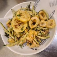 Fritto Misto · Crispy fried calamari, shrimp, bay scallops, lemon, zucchini and herbs.