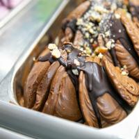 Bacio Gelato · Dark chocolate hazelnut. Housemade artisanal dark chocolate hazelnut gelato.