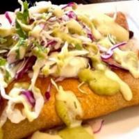 Mom's Taquitos · Contains nuts, Soy free, Gluten free. potatoes, mushrooms, caramelized onions, cabbage, cash...