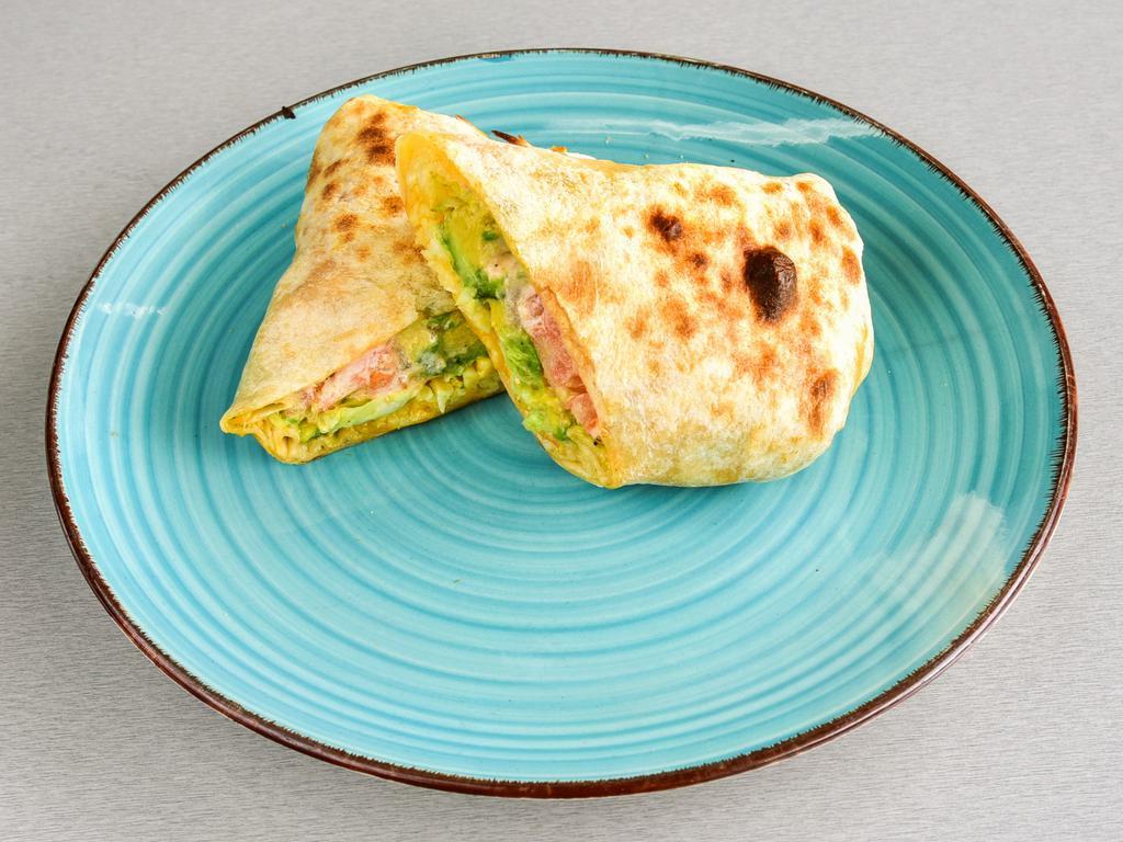 Avocado and Cheese Wrap · Avocado, cheese lettuce and sliced tomato. Served with house made sauce all wrap together.