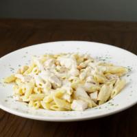 Penne Alla Vita Bella · Penne noodles tossed in our Alfredo cream sauce with chicken breast. A generous portion of p...