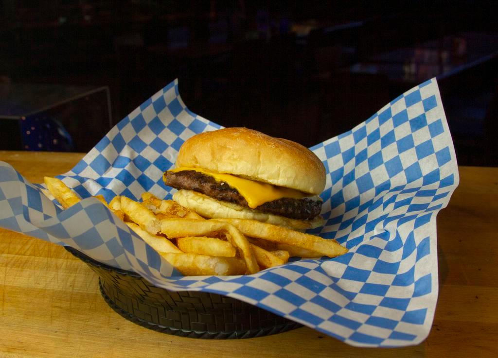 Kid's Lil’ Al Burger · Hand formed patty, American cheese, grilled bun.