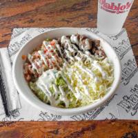 Burrito Bowl · Burrito Bowl, your choice of Rice, Beans and Protein, Add fresh ingredients inside your bowl.