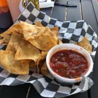 Chips and salsa  · Dip made from tomatos and onions. 