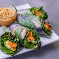 Fresh Rolls · 2 pieces. Soft rice paper wrapped over shrimp, carrots, lettuce, cilantro and basil leaves, ...