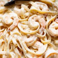 Shrimp Broccoli Alfredo Pasta · 10 pieces of jumbo shrimp, seasoned and grilled with fresh broccoli, topped with our homemad...