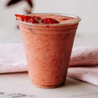 Strawberry OJ Smoothie · Orange juice, strawberries, greek yogurt