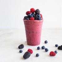 Berry Smoothie · Blackberries, blueberries, raspberries and strawberries blended with apple juice and greek y...