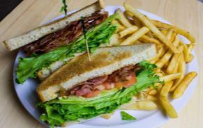 BLT Sandwich Combo · Toast, mayo, lettuce, tomato. Served with fries and soda.