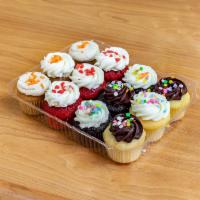 12 Assorted Minis · Assortment of our mini Molly cupcakes with sprinkles.