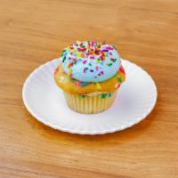 Cake Batter · Vanilla funfetti cake filled with cake batter topped with buttercream frosting and sprinkles