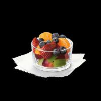 Fruit Cup · A nutritious fruit mix made with chopped pieces of red and green apples, mandarin orange seg...
