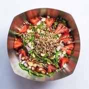 Spinach Salad · Spinach, Quinoa, Strawberries, Red Onion, Organic Goji Berries, Almonds, Goat Cheese, House-...