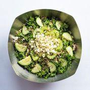 Kale Salad · Kale, Quinoa, Cucumbers, Celery, Organic Hemp Seeds, Goat Cheese, House-Made Turmeric Dijon ...
