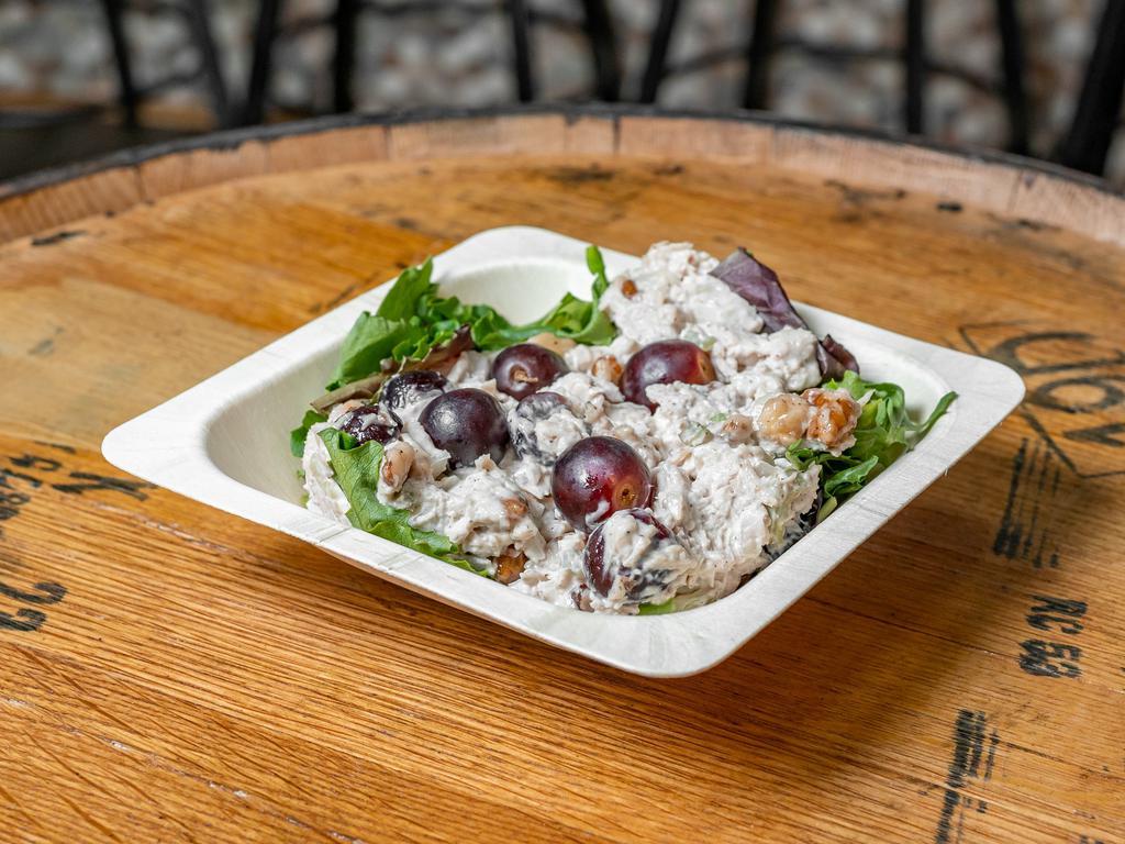 Traditional Chicken Salad · Shredded chicken with mayo, grapes, celery, onion & walnuts.