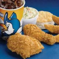 2 Chicken Thighs and 1 Chicken Drum Combo Meal · Includes 1 small side, 1 biscuit and 1 fountain drink.