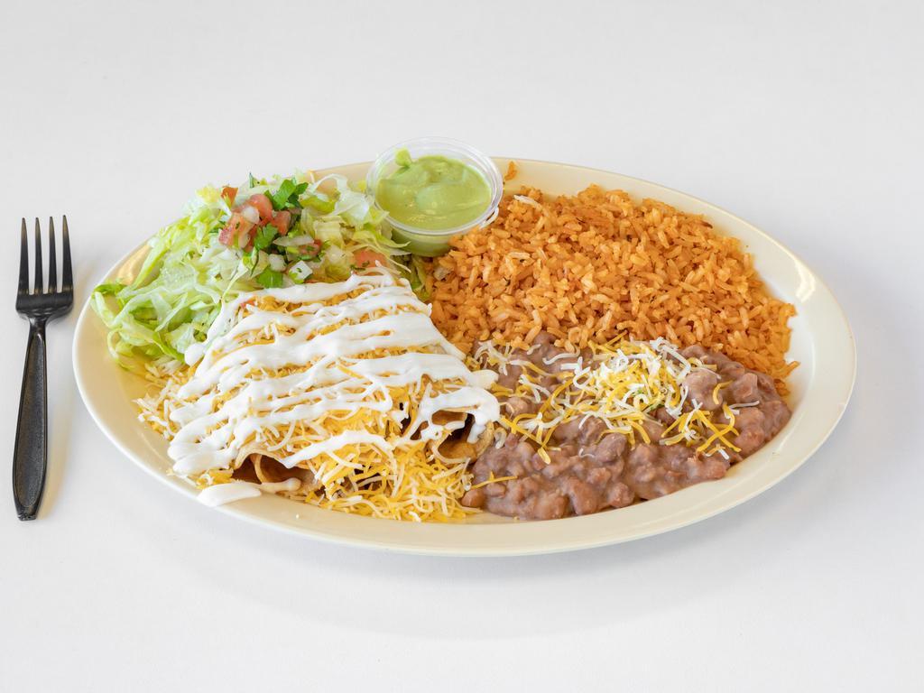 3 Roll Tacos Plate · Served with rice, beans, lettuce and pico de gallo. Freshly made corn tortillas 3 pieces.