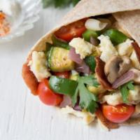Healty requested wraps · Two eggs white turkey on a whole wheat wraps 