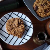 Oatmeal Chocolate Chunk Cookie · A sweet and savory snack for the healthier you! Ingredients: Certified gluten-free rolled oa...