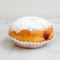 Vanilla Cream Donut · Round shaped, raspberry filled donuts topped with powdered sugar. Contains wheat, egg, dairy...