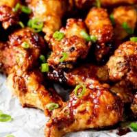Chicken Wings(5 pieces) · Chicken wing with 3 difference choices of sauce, Sweet & spicy, Teriyaki, Soy Garlic, with c...