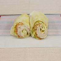 Buffalo Chicken Wrap · Buffalo chicken breast, lettuce, tomatoes, hot sauce and blue cheese dressing.