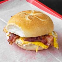 Bacon, Egg & Cheese on Roll · Cured pork. Crispy dough filled with minced vegetables. 