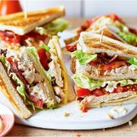 Chicken Club Triple Decker · Grilled chicken breast, Boar's Head bacon, lettuce, tomato and ranch dressing, served on cho...