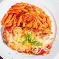 Parmigiana · Tomato sauce and mozzarella cheese. Served with choice of side.