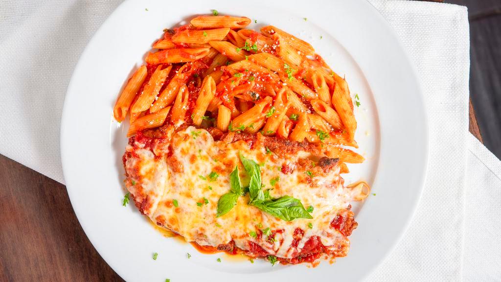 Parmigiana · Tomato sauce and mozzarella cheese. Served with choice of side.