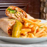 Southwest Chicken · Lettuce, tomatoes, cheddar and chipotle mayo. Served with fries and pickles.