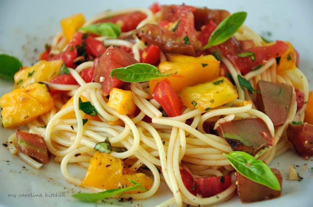 Capellini Primavera · Angel hair pasta tossed with fresh vegetables in a light tomato sauce.