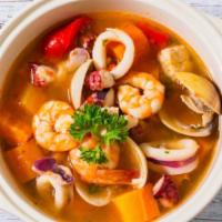 Seafood soup/ Sopa de Mariscos · Seafood soup.