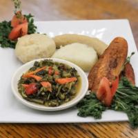 Callaloo and Codfish Breakfast · Sautéed tomato, red pepper, green pepper and onion lightly seasoned and mixed with codfish a...