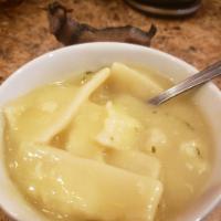Chicken and Dumplings · A bowl of our chicken and dumplings