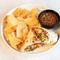 Buffalo Chicken Wrap · Buffalo chicken, bell peppers, caramelized onions, pico de gallo, cheddar Jack and ranch dre...