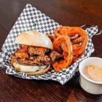 Western Willow Burger · Grilled roast beef, bacon, fried onions, pepper jack cheese and 