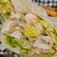 Caesar Wrap · Fresh lettuce, Caesar dressing, Parmesan cheese and crouton. Add grilled chicken and steak f...