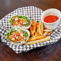 Buffalo Chicken Wrap · 
Choice of diced grilled chicken or crispy chicken tossed in Buffalo sauce, fresh lettuce, 3...